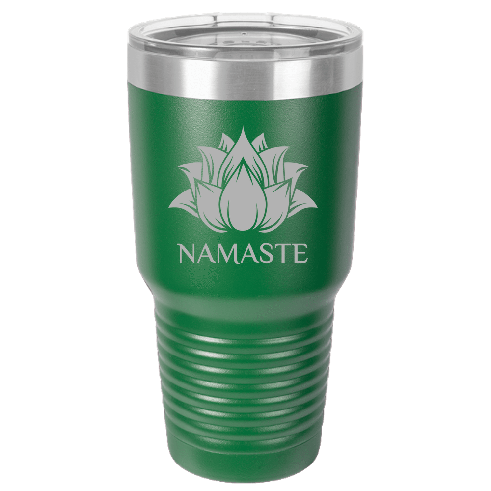 Namaste Yoga Lotus 30oz Tumbler Polar Camel 30oz Ringneck Tumbler Laser Etched No Colored Art Green PrintTech