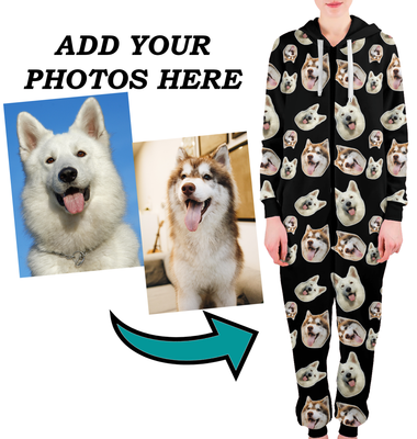 Custom Photo Pajama Pants  Personalized Dog Face On Paw & Bones Pants