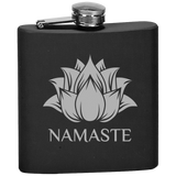 Namaste Yoga Lotus Laser Engraved Steel Flask Flask Laser Etched No Colored Art PrintTech