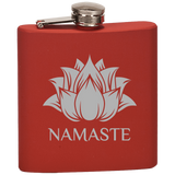 Namaste Yoga Lotus Laser Engraved Steel Flask Flask Laser Etched No Colored Art Red PrintTech